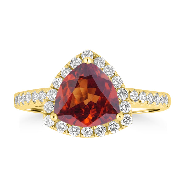 1.61ct Spessartite Rings with 0.398tct Diamond set in 18K Yellow Gold