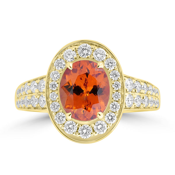 2.13ct Spessartite Rings with 0.679tct Diamond set in 18K Yellow Gold