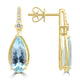 2.22ct Aquamarine Earrings with 0.12tct Diamond set in 14K Yellow Gold