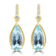 2.22ct Aquamarine Earrings with 0.12tct Diamond set in 14K Yellow Gold