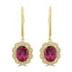 4.38ct Rhodonite Earrings with 0.227tct Diamond set in 14K Yellow Gold