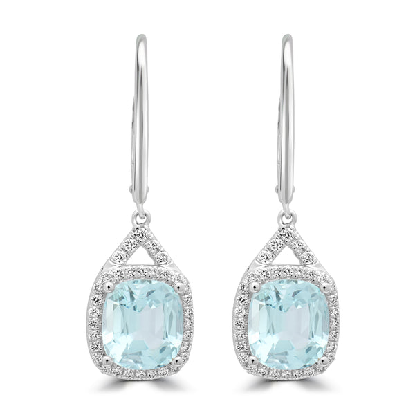 3.83ct Aquamarine Earrings with 0.35tct Diamond set in 14K White Gold