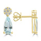 1.11ct Aquamarine Earrings with 0.13tct Diamond set in 14K Yellow Gold