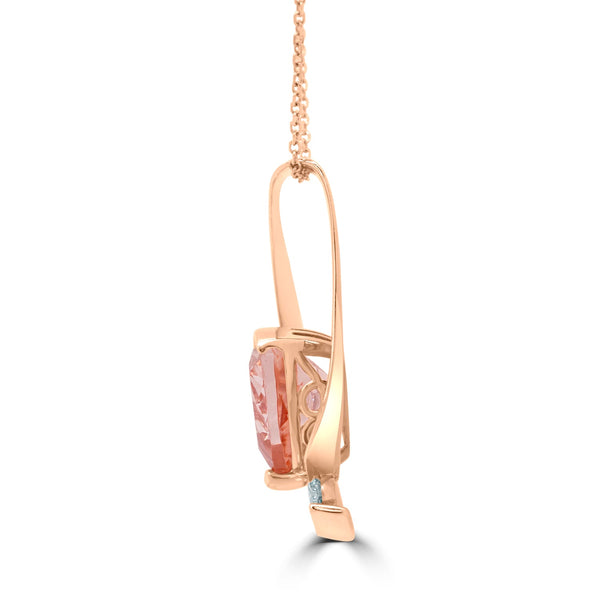 5.72Ct Morganite Pendant With 0.23Tct Diamonds Set In 14K Rose Gold