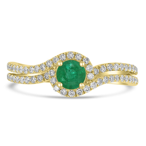 0.34ct   Emerald Rings with 0.37tct Diamond set in 14K Yellow Gold