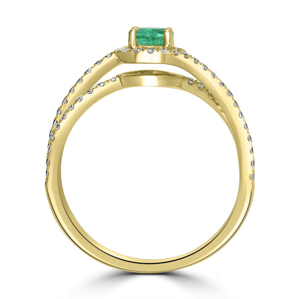 0.34ct   Emerald Rings with 0.37tct Diamond set in 14K Yellow Gold