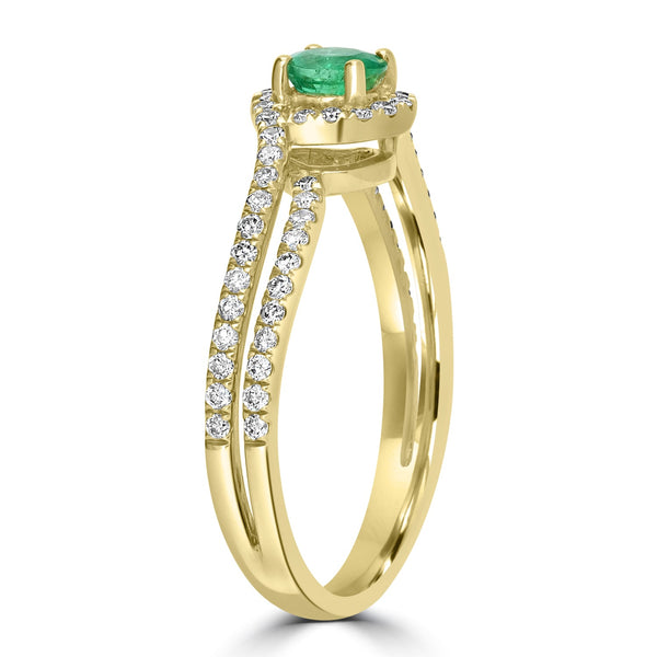 0.34ct   Emerald Rings with 0.37tct Diamond set in 14K Yellow Gold