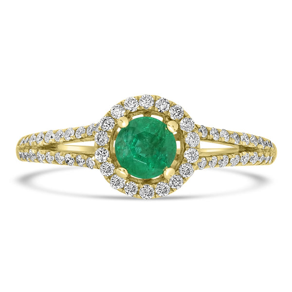 0.36ct   Emerald Rings with 0.34tct Diamond set in 14K Yellow Gold