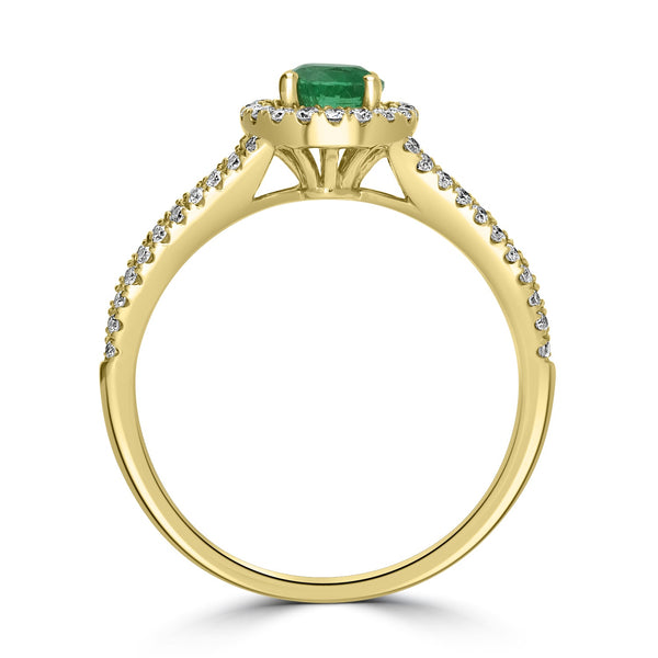 0.36ct   Emerald Rings with 0.34tct Diamond set in 14K Yellow Gold