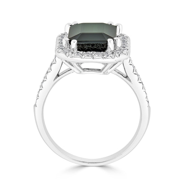 3.49Ct Tourmaline Ring With 0.48Tct Diamoinds Set In 14Kt White Gold