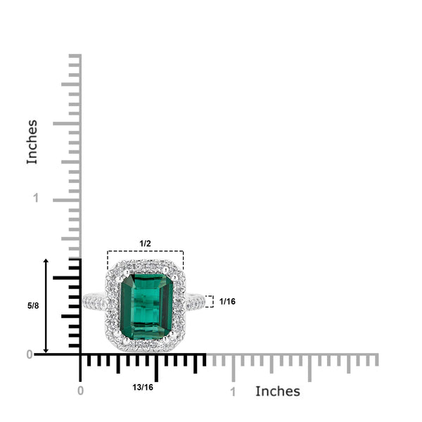 3.49Ct Tourmaline Ring With 0.48Tct Diamoinds Set In 14Kt White Gold