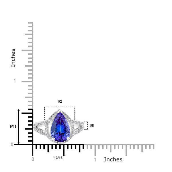 3.38Ct Tanzanite Ring With 0.33Tct Diamonds Set In 14Kt White Gold