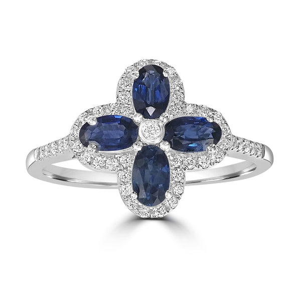 1.14ct  Sapphire Rings with 0.2tct Diamond set in 18K White Gold