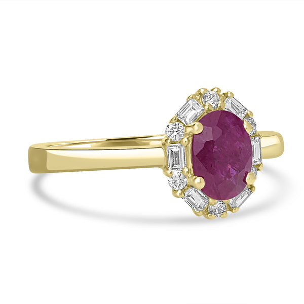 0.92ct Ruby Rings with 0.26tct Diamond set in 14K Yellow Gold