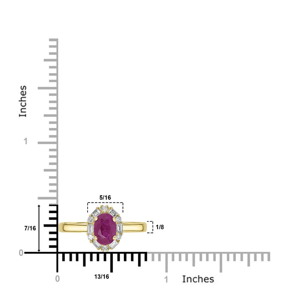 0.92ct Ruby Rings with 0.26tct Diamond set in 14K Yellow Gold