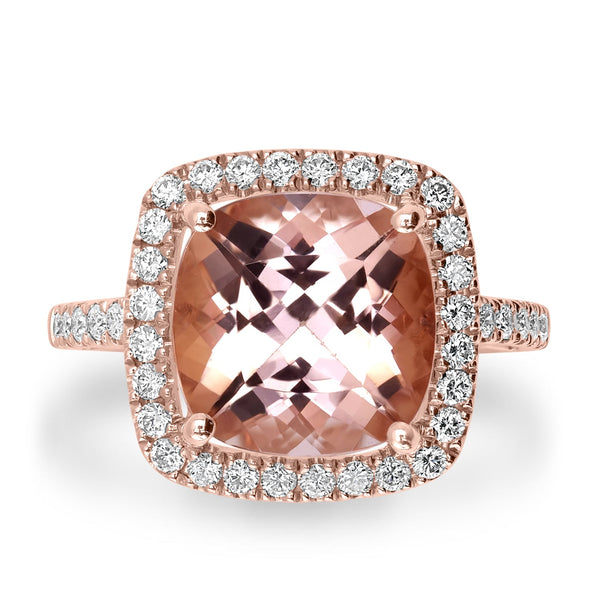 5.46ct Morganite Rings with 0.56tct Diamond set in 14K Rose Gold