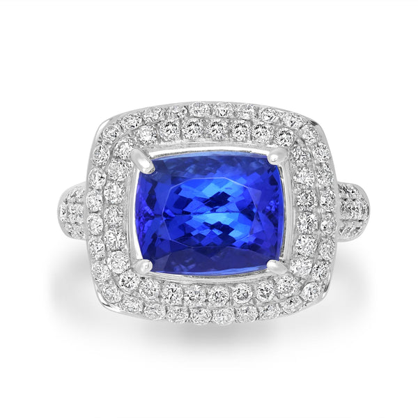 4.23ct Tanzanite Rings with 1.54tct Diamond set in 14K White Gold