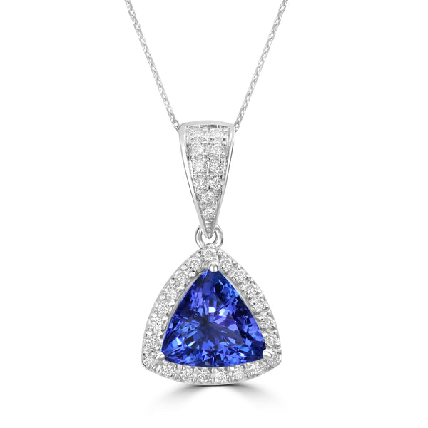 2.57ct Tanzanite Pendants with 0.22tct Diamond set in 14K White Gold