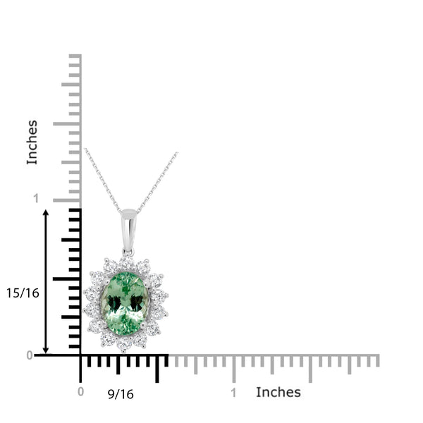 2.93ct Tsavorite Pendant with 0.78tct Diamonds set in 14K White Gold