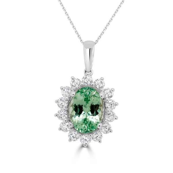 2.93ct Tsavorite Pendant with 0.78tct Diamonds set in 14K White Gold