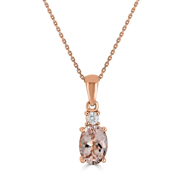 0.81ct Morganite Pendant with 0.04tct diamonds set in 14K rose gold