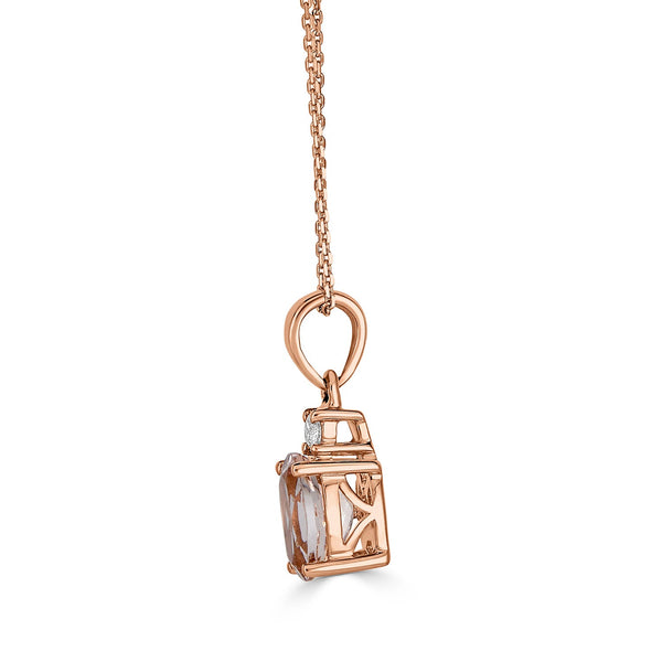 0.81ct Morganite Pendant with 0.04tct diamonds set in 14K rose gold