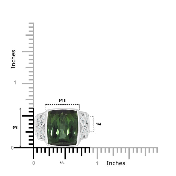 11.32ct Tourmaline Ring with 0.4tct Diamonds set in 18K White Gold