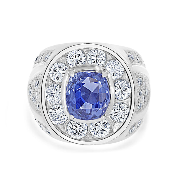 5.95ct Tanzanite Men Ring with 2.76ct Diamonds set in Platinum