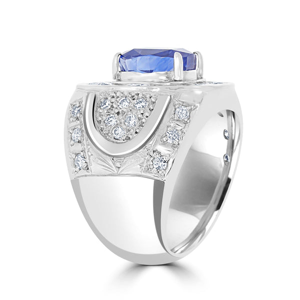 5.95ct Tanzanite Men Ring with 2.76ct Diamonds set in Platinum