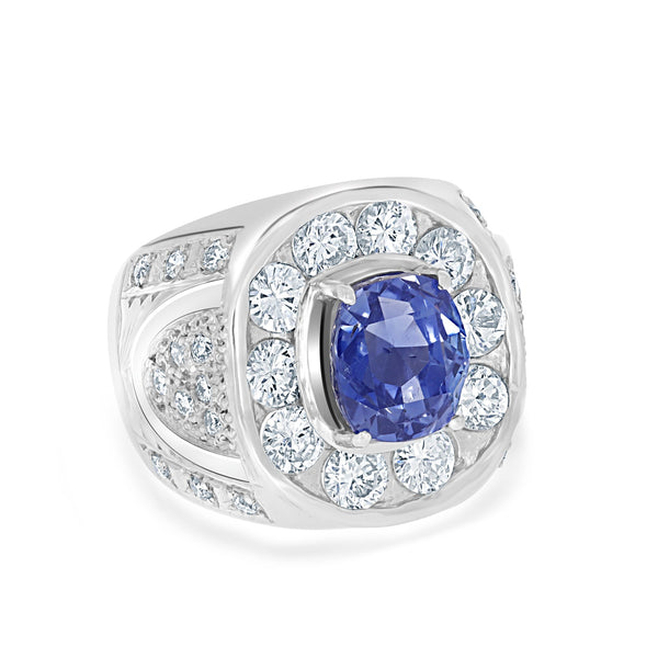 5.95ct Tanzanite Men Ring with 2.76ct Diamonds set in Platinum