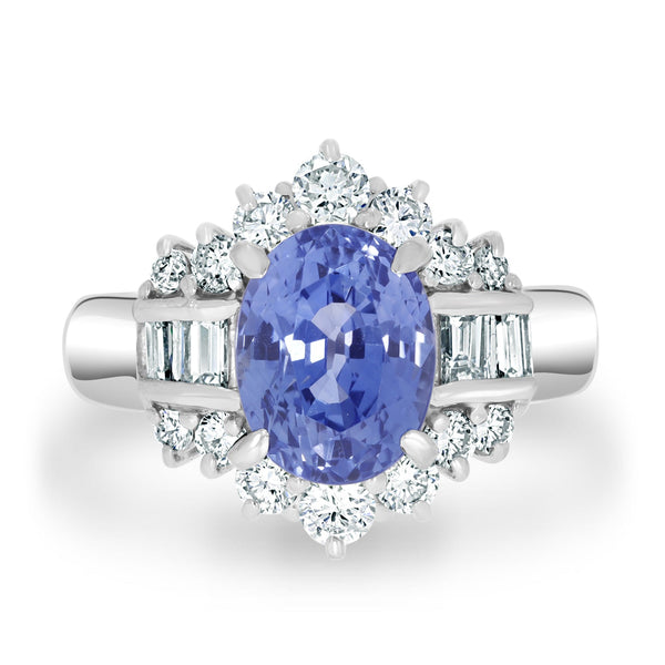 3.32ct Sapphire Ring with 0.88tct Diamonds set in 900 Platinum