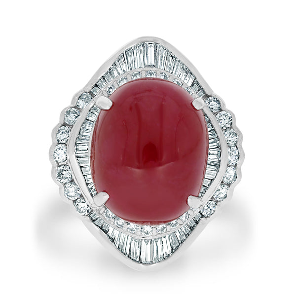 18.06ct Ruby Ring with 2.07tct Diamonds set in 900 Platinum