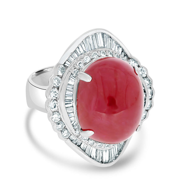 18.06ct Ruby Ring with 2.07tct Diamonds set in 900 Platinum