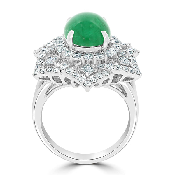 4.29ct Emerald Ring with 1.85tct Diamonds set in 18K White Gold