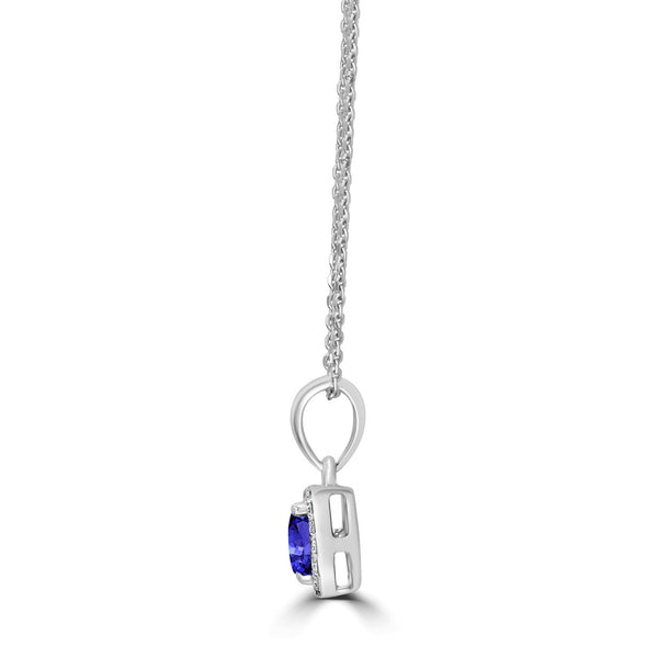 0.52ct Tanzanite Pendant with 0.08ct Diamonds set in 14K White Gold