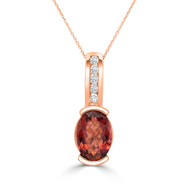 3.24ct Tourmaline Pendant with 0.18tct Diamonds set in 14K Rose Gold