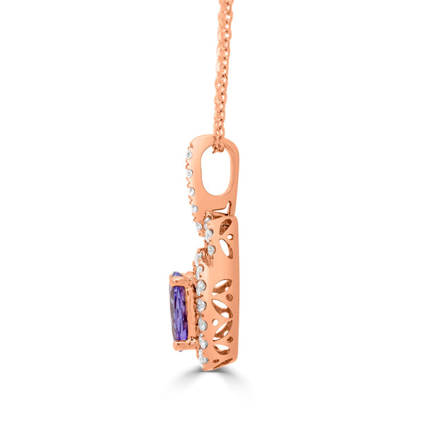 1.04ct Tanzanite Pendant with 0.35tct Diamonds set in 14K Rose Gold