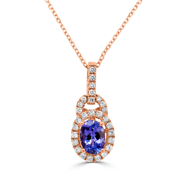 1.04ct Tanzanite Pendant with 0.35tct Diamonds set in 14K Rose Gold