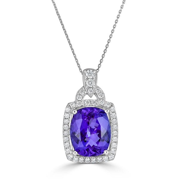 4.74ct Tanzanite Pendant with 0.38tct diamonds set in 14K white gold