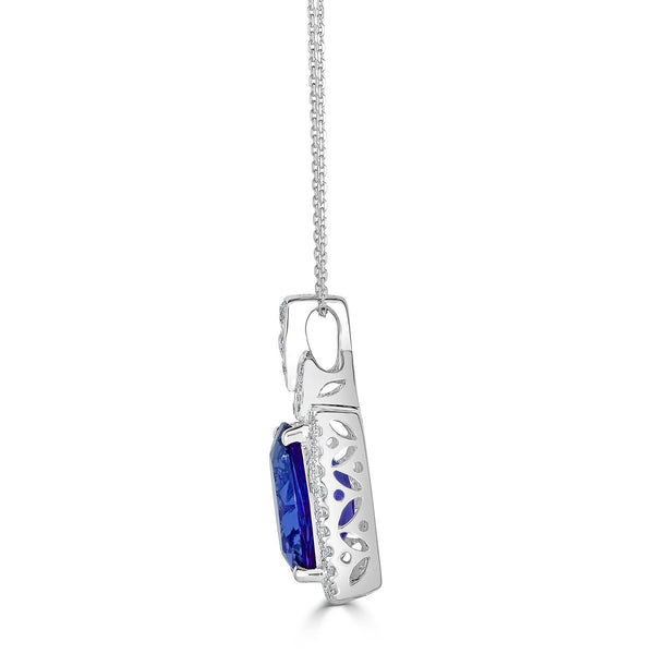 4.74ct Tanzanite Pendant with 0.38tct diamonds set in 14K white gold