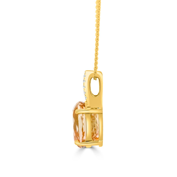 3.21ct Tourmaline Pendant with 0.14tct Diamonds set in 14K Yellow Gold