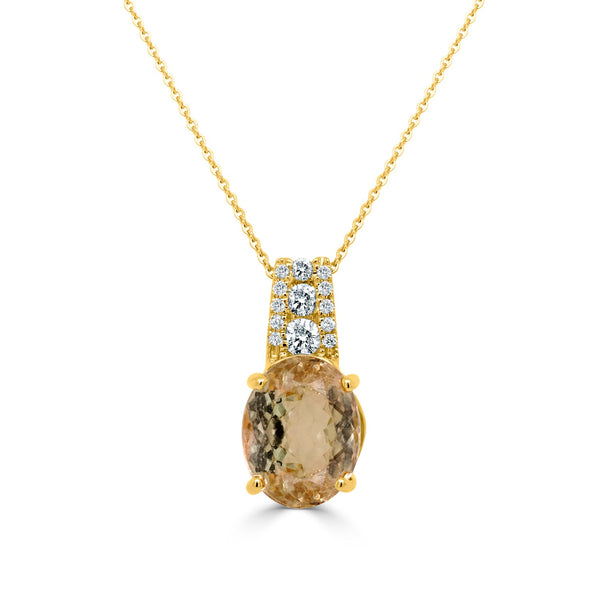 3.21ct Tourmaline Pendant with 0.14tct Diamonds set in 14K Yellow Gold