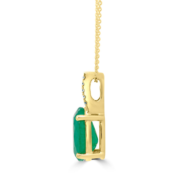 2.21Ct Emerald Pendant With 014Tct Diamonds Set In 14K Yellow Gold