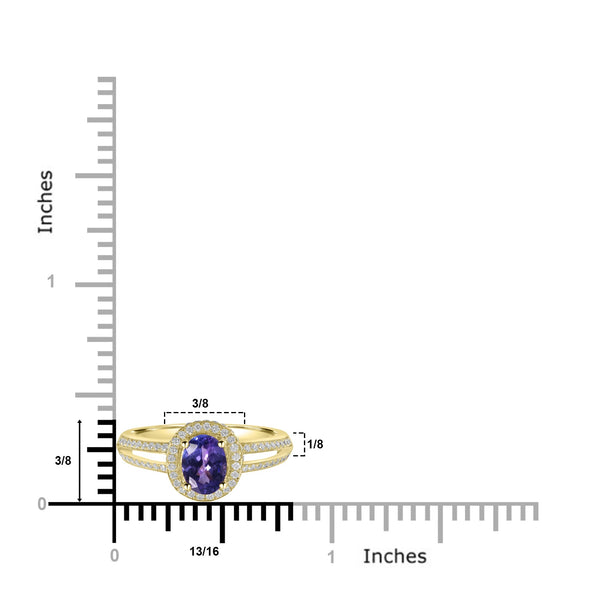 0.79ct Tanzanite Rings with 0.37tct Diamond set in 14K Yellow Gold