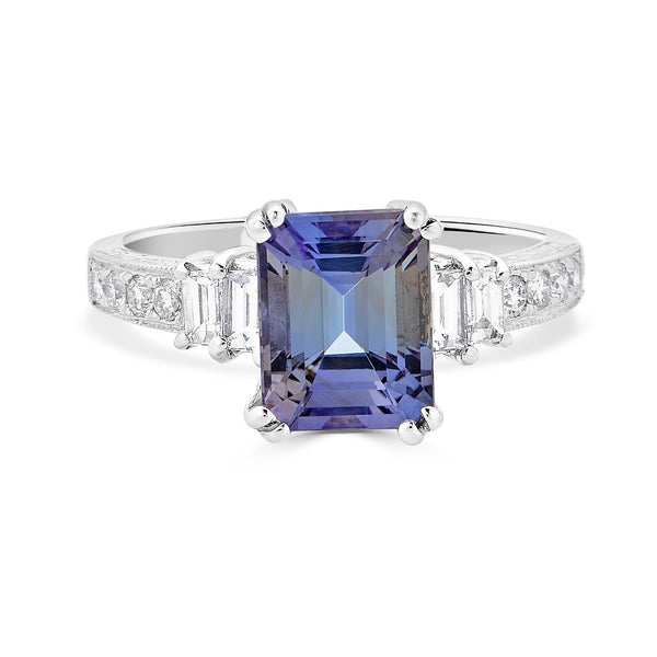 2.54Ct Golden Tanzanite Rings With 0.52Tct Diamonds Set In 18Kt White Gold