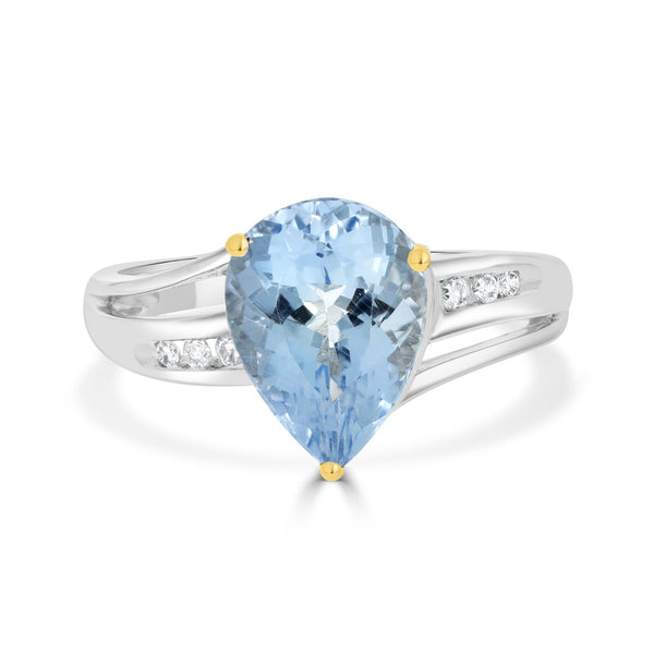 2.82ct Aquamarine Rings with 0.09tct Diamond set in 14K White Gold