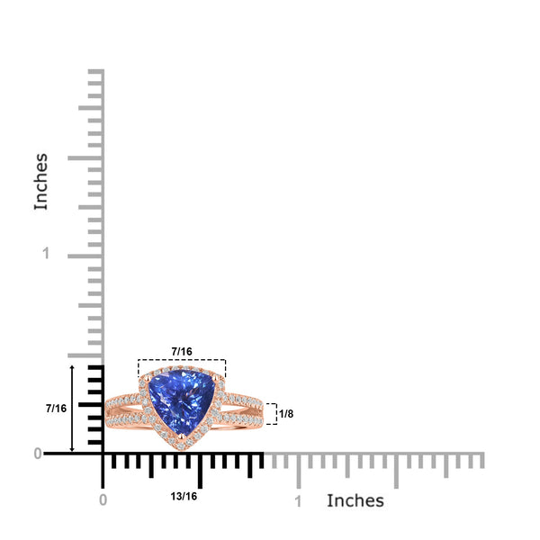 2.63ct Tanzanite Rings with 0.48tct Diamond set in 14K Rose Gold