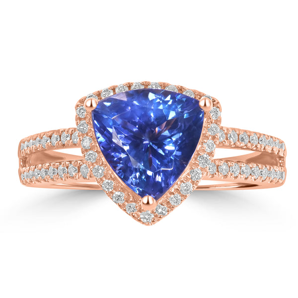 2.63ct Tanzanite Rings with 0.48tct Diamond set in 14K Rose Gold