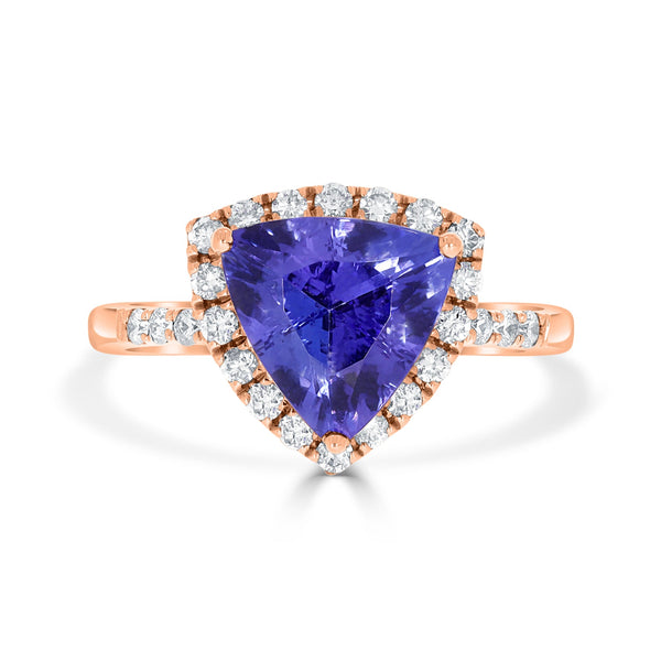 2.65 Tanzanite Rings with 0.36tct Diamond set in 14K Rose Gold