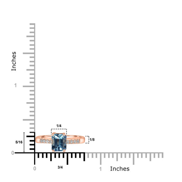 1.14ct Aquamarine Rings with 0.12tct Diamond set in 14K Rose Gold